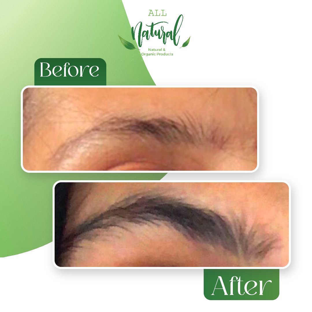 Before and after using All Naturals Lash & Brow Growth Serum